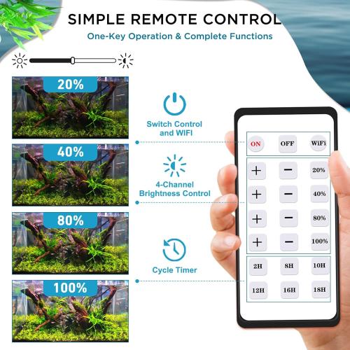 Lominie Aquarium LED Light 10 Gallon Fish Tank Light Timer Clip on Aquarium Lamp Full Spectrum 80W 6500k for Freshwater Refugium Cube Tank with Gooseneck