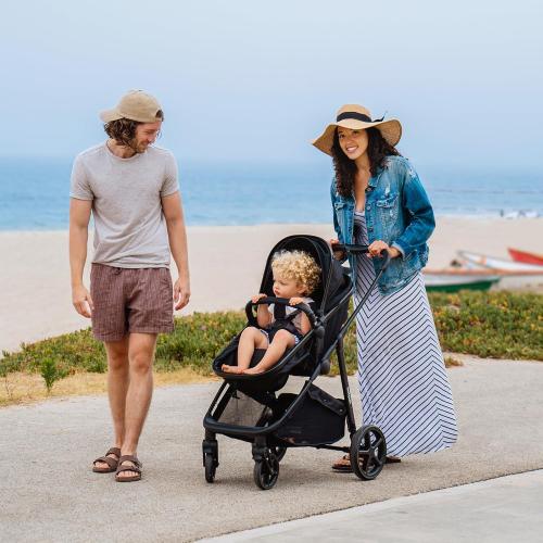 Mompush Wiz 2 in 1 Baby Stroller with Infant Pramette Mode, One Hand Fold Convertible Newborn to Toddler Stroller with Reversible Seat and Large UPF 50  Canopy