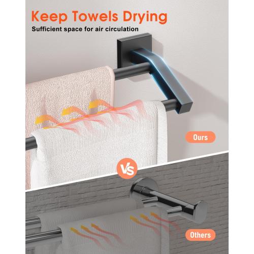 Alise Bath Double Towel Bars Towel Racks for Bathroom Lavatory,Wall Mount Towel Holder Heavy Duty SUS304 Stainless Steel Towel Hanger Towel Rail,Matte Black,32 Inch