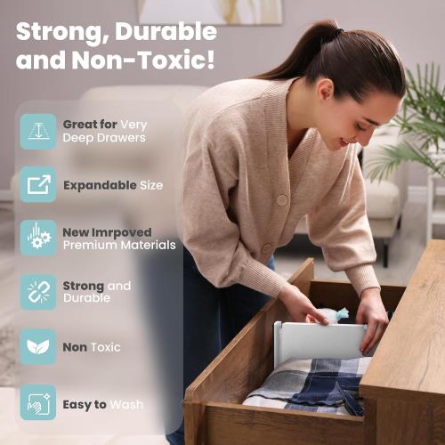 RAPTUROUS Adjustable Drawer Dividers, 4 Tall, Expandable 11-17, 6-Pack, Non-Slip for Deep Drawers in Kitchen, Bedroom, and Closet (White)