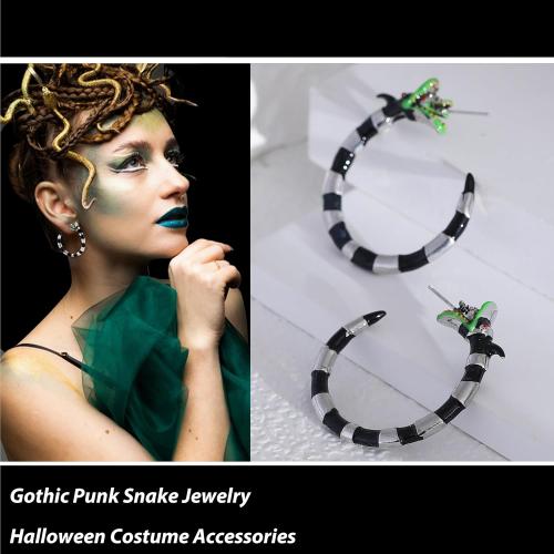 Coral Snake Earrings for Women Halloween Snake Hoop Earrings Gothic Punk Jewelry Halloween Cosplay Costume Shirts Accessories