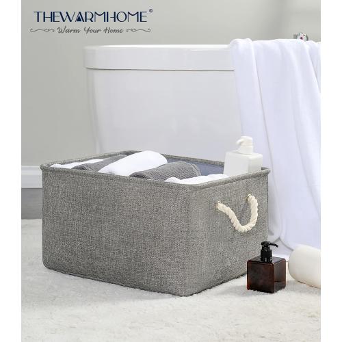 TheWarmHome Fabric Storage Bins Baskets for Organizing, Large Sturdy Storage Basket W/Handles, Decorative Foldable Storage Baskets for Shelves Closet Nursery Toy (X Large - 3 Pack 17.7L×13.8W×9.8H)