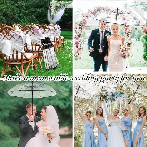 12 Pcs Wedding Umbrellas Bulk, 41 Inch Wedding Stick Umbrellas with Wooden Handle