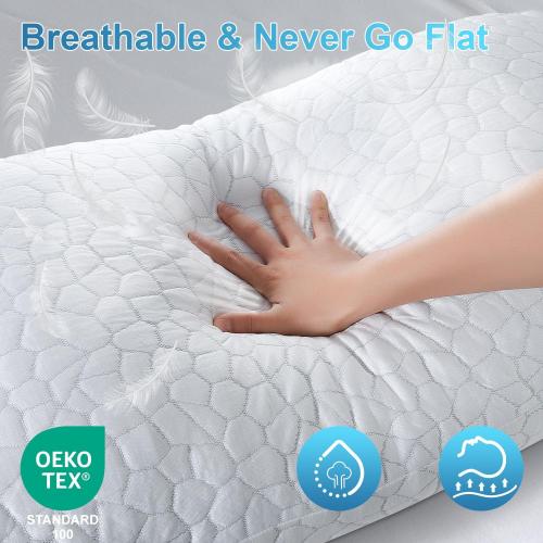 QUTOOL Cooling Pillow for Sleeping Shredded Memory Foam CertiPUR-US Certified, Soft and Supportive Adjustable Pillow for Side, Back, Stomach Sleeper, Hot Sleeper Solution for Boy Girls