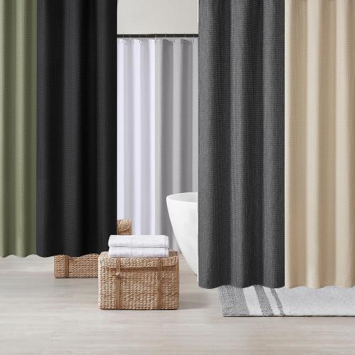 Madison Park Arbor Waffle Extra Long Shower Curtain, 72 x 84, Beige Solid