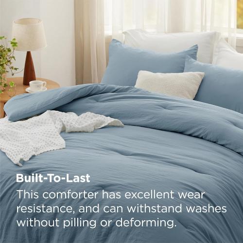 Bedsure King Comforter Set, Dusty Blue Soft Prewashed Bedding for All Seasons, 3 Pieces GentleSoft™ Bed Set, 1 Lightweight Comforter (104x90) and 2 Pillowcases (20x36)