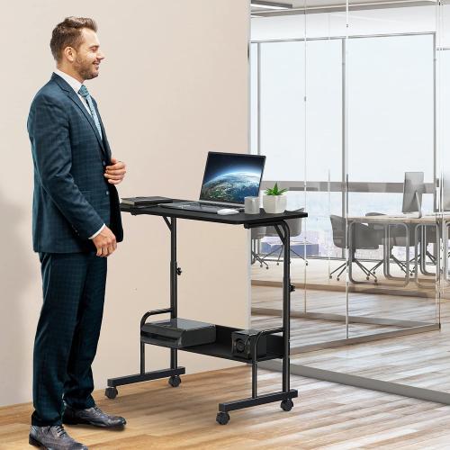SHW 30.5 to 40.5 Height Adjustable Mobile Standing Desk Laptop Workstation for Walking Pad Treadmill, Black