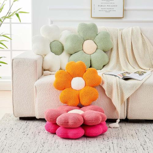 Flower Throw Pillow, Cute Flower Shaped Pillow Decorative Throw Pillow for Bed Couch, Soft Daisy Pillows Floor Seating Cushion Cushions