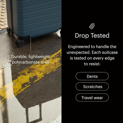 Away Trunk Checked Luggage - 31-Inch Lightweight Hardside Suitcase with 360° WhisperGlide Spinner Wheels, Interior Compression System, TSA-Accepted Lock - Navy Blue