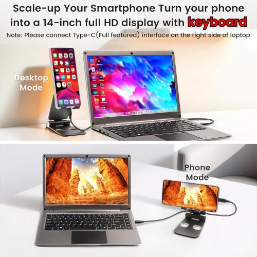 Portable Monitor with Keyboard,14inch 1080P FHD Lapdock Compatible with Raspberry Pi/Mini PC/Phone/PC/Game Console,CrowView Note Built-in Battery with RPi5 Adapter(Full TypeC & HDMI Cable Included)