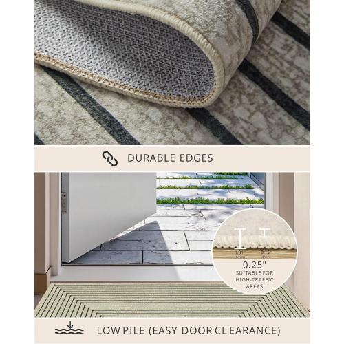 Area Rug for Living Room, Extra Large Beige Modern Abstract Washable Rugs, Boho Non Slip Low Pile Carpet for Indoor Bedroom Dining Room, Office, Dorm, Classroom and Farmhouse - Beige