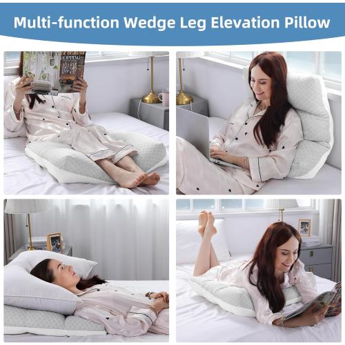 MABOZOO Leg Elevation Pillows, Triangle Height Adjustable Knee Wedge Pillow Bed Wedge for Sleeping, Leg Wedges for Knee Support, Leg Elevation, Knee Hip Back Pain Relief(Gray, 23 * 23 * 6 in)
