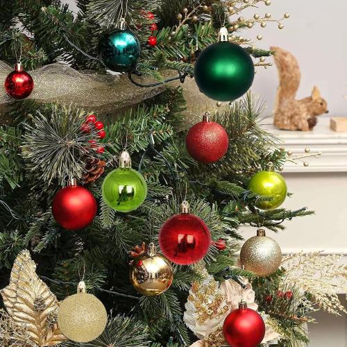 24ct Mini Christmas Balls Ornaments for Xmas Christmas Tree - Small Shatterproof Decor Hanging Ball for Holiday Wedding Party Decoration 1.18 Inch/30mm, Green