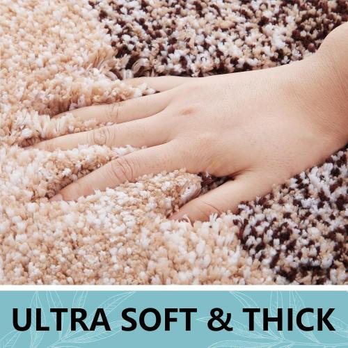 Brown Arotive Microfiber Bathroom Rugs, Shaggy Soft and Absorbent Bath Rug, Non-Slip, Thick Plush Machine Washable Dry Bath Mats for Bathroom, Tub and Shower, Brown