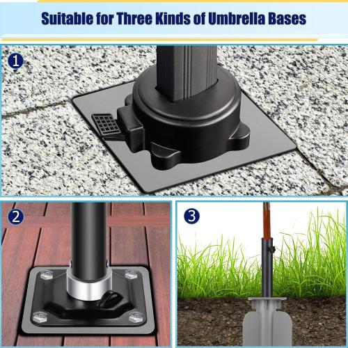 SLIIMU 18lbs In-ground Umbrella Base with Umbrella Stand Tube, Universal Umbrella Ground Anchor, Patio Umbrella Base In Ground for Offset Cantilever Umbrella, Hanging Parasol Stand Holder, Silver