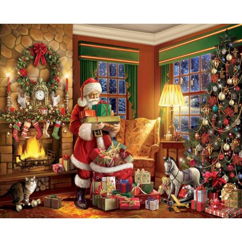 White Mountain Santa’s Big Night Christmas Puzzles 1000 Pieces Jigsaw Puzzle for Adults and Family