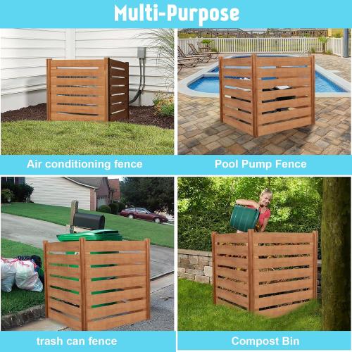 Air Conditioner Fence,Wooden Privacy Fence,3 Panels 48 Lx48 Wx39 H,Wood Compost bin,Suitable for Outdoor Trash Cans,AC, Pool Equipment Enclosures