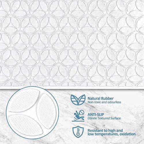 Non Slip Bathtub Mat | Real Rubber Bath Mat for Tub and Shower, Shower Mat for Daily Safety, Pet Dog Mat, Soft No-Slip Bath Mat | Nonskid Bathroom Tub Mat, 16” x 28”（White）