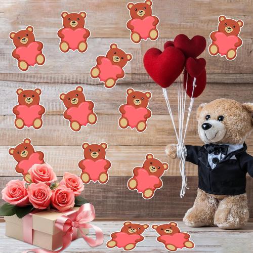 50 PCS Valentine’s Day Cutouts for Bulletin Board Decor, Cute Valentines Bear Paper Cut Outs for Valentine’s Day Crafts Anniversary Weddings Classroom Office Wall Party Decorations