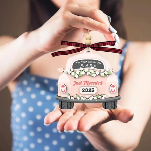 Wedding Gifts for Couples 2025 - Bridal Shower Present - Bachelorette Gifts for Bride, Future Mr & Mrs - Wedding Decor Newlywed Gift for Married Couples - Wood Hanging Ornament 2025