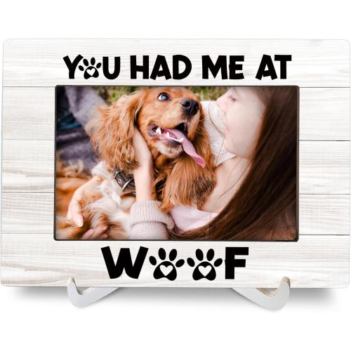 Dog Gift 8x6 Picture Frames, Dog Mom Gifts for Women, Gift for Dogs Owner, Pet Dogs Memorial Wood Photo Frame, You Had Me At Woof Pet Dad Gifts Picture Frame for Wall and Tabletop Display
