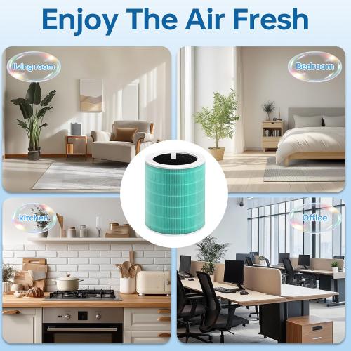Set of 2 Core 600S Replacement Filter Compatible With Levoit Core 600s, 3-In-1 High-Efficiency Filter And Activated Carbon Filter, Part#Core 600S-Rf for Home Dust/Smoke Odors/Pet Dander Removing, 2Pack, Green