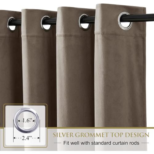 StangH Taupe Velvet Curtains 108 inches - Extra Long Blackout Sliding Door Curtains Thick Texture 100% Privacy Protect for Den Hotel Room Divider Used, Taupe, W52 x L108, 2 Panels