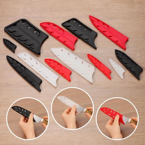 PATIKIL ABS Safety Knife Cover Sleeves for 8 Chef Knife, Universal Chopping Edge Guard Blade Protector Sheath for Kitchen Bar, Red, 19.7cm L, Pack of 2
