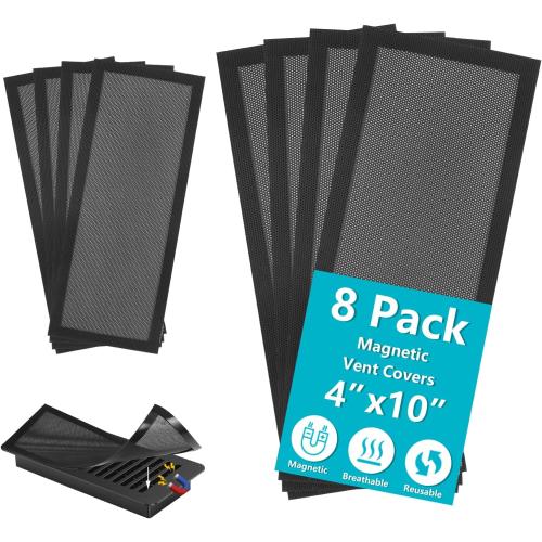 Magnetic Floor Vent Covers 4 x 10'' Air Vent Screen Cover Magnetic PVC Vent Mesh for Home Wall Ceiling Floor Catches Debris 8Pack