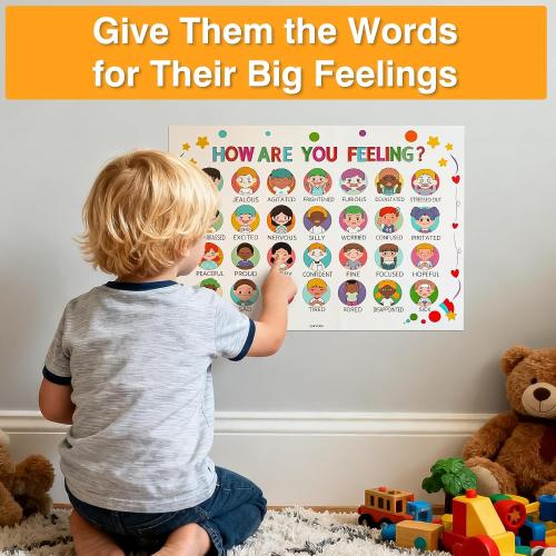 SAKVOGK Feelings Chart for Kids 2PCS - Emotions Poster Chart with Coping Skills - Waterproof Mental Health Posters, Calm Down Corner Supplies for kids,Toddlers School, Preschool, Homeschool