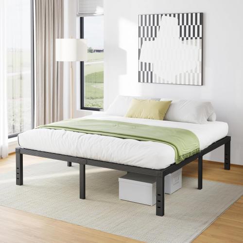 16 Inch High Metal King Bed Frame, Platform King Size Bed Frame No Box Spring Needed, Easy to Install, Noise Free, Sturdy