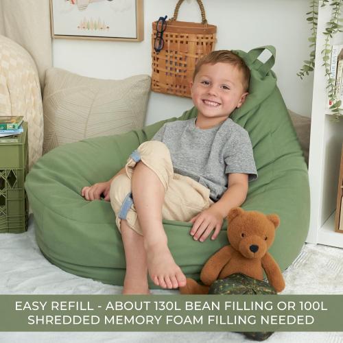 ZICOTO Stuffed Animal Storage Bean Bag Chair Cover for Kids - Easily Turn Plushie Toys into a Comfy Toddler Chair - Durable Lounge Stuffie Bag for Playroom, Living Room or Nursery Decor - Cover Only