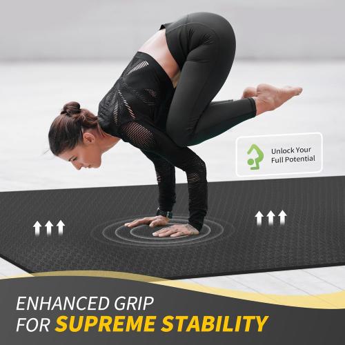 CAMBIVO Yoga Mat 72 x 48 Large Workout Mat for Home Gym Flooring | 6mm-12mm (0.24-0.48) Extra Thick Exercise Mat for Apartment Fitness | High-Density TPE Cushioning for Joint Protection‼️light dirt‼️