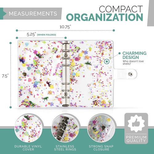 A6 Binder Cover, 12 Clear Envelopes, Budget Binder, Cash Envelopes for Budgeting, Budget Planner Organizer with Cash Envelopes, Ideal for Tracking, Organizing Finances with Ease