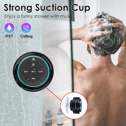 XLEADER, Upgraded, Pro Shower Speaker, Certified IPX7 Waterproof Bluetooth Speaker, with Suction Cup, Silicone Lanyard, 8W Crystal Sound&Rich Bass, 15H Playtime, Ideal Gifts - SoundAngel Mate(2 Gen)