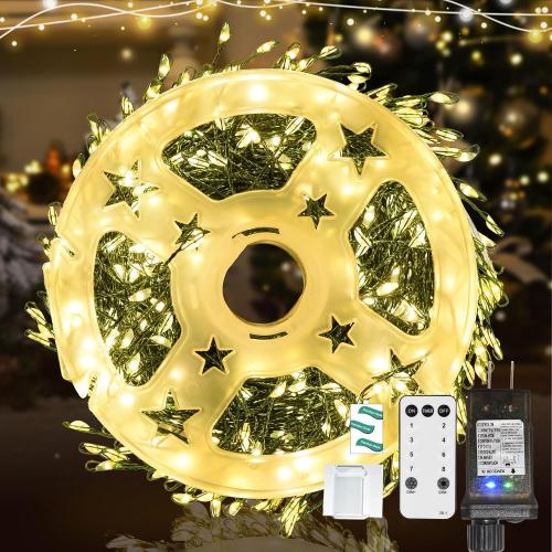 Dailyart Fairy Lights Plug in 500 Led with Remote 42Ft String Light with Timer Waterproof Lights for Bedroom Wreath Party Window Wedding Decoration Warm White Green Wire