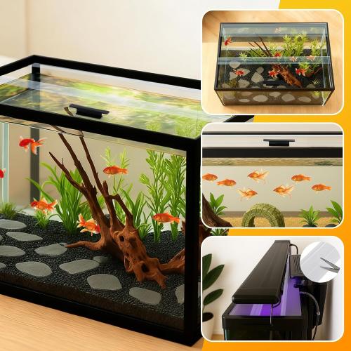 19.33x9.65in Clear Tempered Glass Canopy | Aquarium Fish Tank Hoods FITS FOR most 10 gallon Fish tanks (Aqueon)