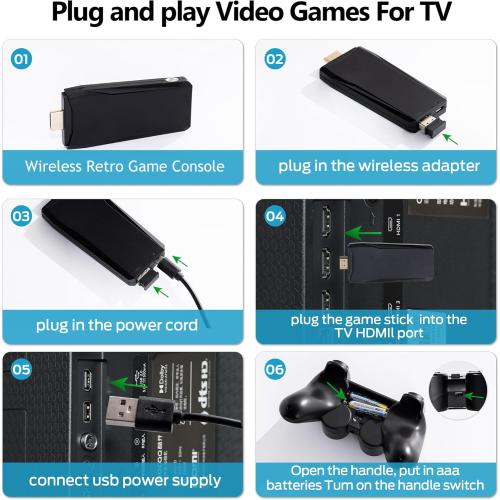 Retro Gaming Console, Retro Game Console, Wireless Retro Game Console, Plug & Play Video TV with 25000  Built-in Games, 4K HDMI Output, and 2.4GHz Wireless Controller, 9 Classic Emulators, Black