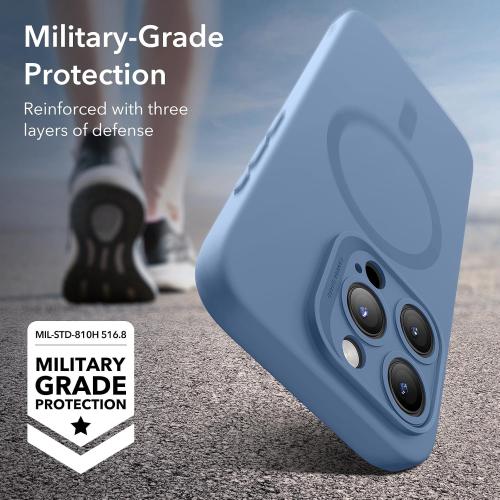 ESR for iPhone 15 Case with MagSafe, Supports Magnetic Charging, Slim Liquid Silicone Case, Shock Absorbing, Screen and Camera Protection, Cloud Series, Light Blue