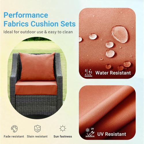 Outdoor Cushions for Patio Furniture,Outdoor Seat Cushion Set 24 x 24 x 5.75 Inch,Waterproof & Fade Resistant Outdoor Chair Cushions,Deep Patio Chair Cushion with Removable Cover,Spice