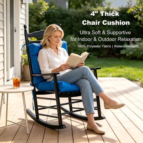 QILLOWAY Outdoor Seat/Back Chair Cushion Tufted Pillow, Spring/Summer Seasonal All Weather Replacement Cushions. (Marine Blue)