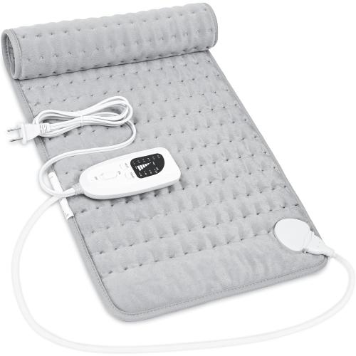 Heating Pad,Electric Heating Pads for Back,Neck,Abdomen,Fathers Day Dad Gifts,Moist Heating Pad for Shoulder,Knee,Arms,Legs,Dry/Moist Heat & Auto Shut Off,Birthday Gifts for Men(Light Gray, 24''×12'')