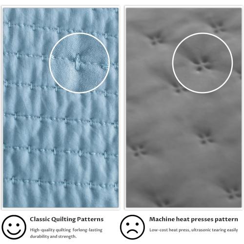 Oversized King Quilt Set 112x106 – Soft Washed 3-Layer Lightweight California King Bedspread, Minimalist Nordic Design, All-Season Spring & Summer Quilt Set (1 Quilt   2 Pillow Shams), Blue