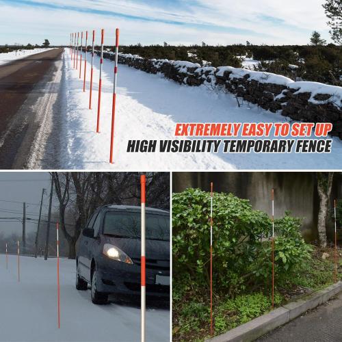 Fiberglass Snow Stakes, 5.5   5.5 Reflective Stickers, Driveway Markers, Garden Stakes Poles, Traffic Post Cones for Snow Plowing Driveways, Car Parking, Sidewalks