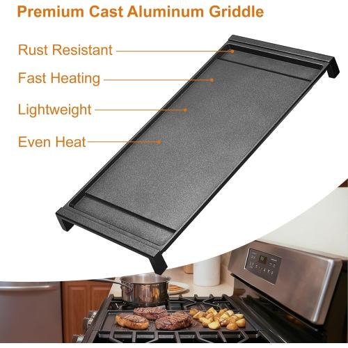UPGRADED WB31X24738 Aluminum Griddle Replacement for GE Gas Range, 9×19.5 Inch Nonstick Center Griddle, Food Grade Cooktop Flat Plate for GE Stove Parts