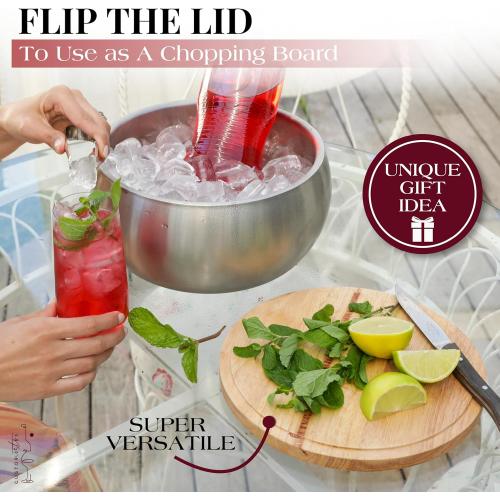 Gusto Nostro 4.1L Insulated Ice Bucket with Lid and Tongs, Double Wall Stainless Steel Ice Bucket Large, BPA Free Ice Bucket for Cocktail Bar, Keeps Champagne, Wine, Beer Chill for Parties