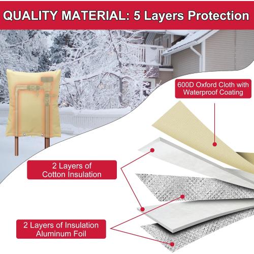 Backflow Preventer Cover Insulated Pouch, Sprinkler Covers with Aluminum Foil for Outside Pressure Vacuum Breaker Winter Water Well Pump Covers Insulated Backflow Cover Pipe Cover (16 Wx20 H, Beige)