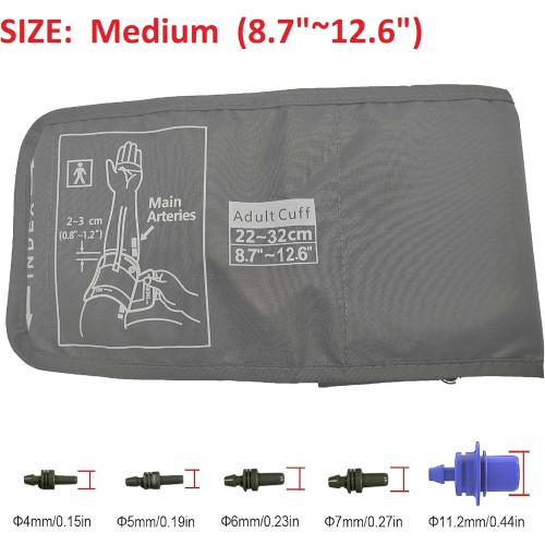 Medium Easy Wrap Blood Pressure Cuff for Thin and Small Arm,Compatible with Omron 8.7~12.6 Inches (22~32) CM Adult BP Replacement Cuff, Adult Cuff Only -5 Connectors (Medium  5 Connectors)
