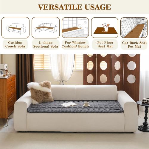 MYSKY HOME Couch Cover, Non-Slip Sofa Cover for 3 Cushion Sofa, Dark Grey
