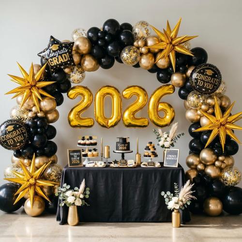 RUBFAC 154pcs Black Balloons Different Sizes 18 12 10 5 Inches for Garland Arch Kit, Latex Balloon for Graduation Party Birthday Wedding Decorations